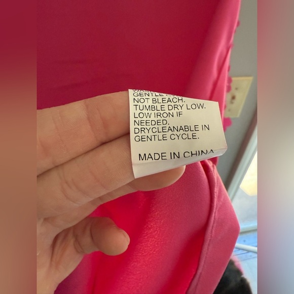 SHEIN Women’s Pink Dress SZ MD Floral Shear Long Sleeve Scalloped Neck Line - Picture 6 of 11